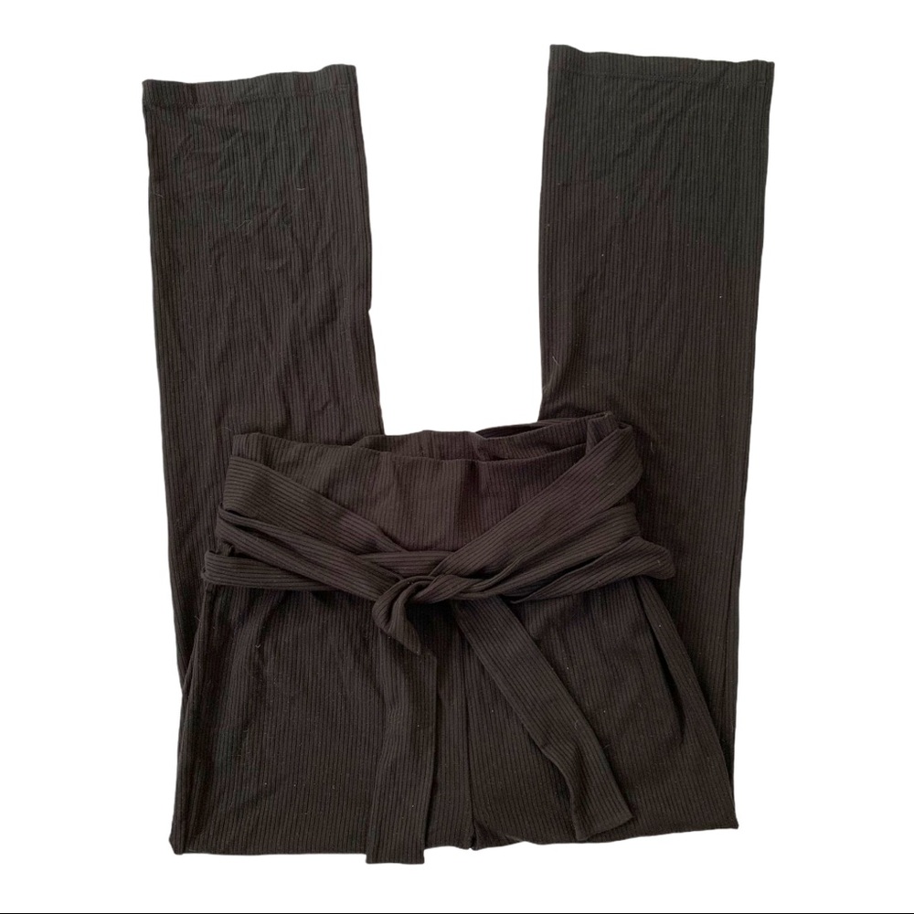 Reformation Pants Kassia Tie Waist Rib Knit Black M NWT - Picture 13 of 16
